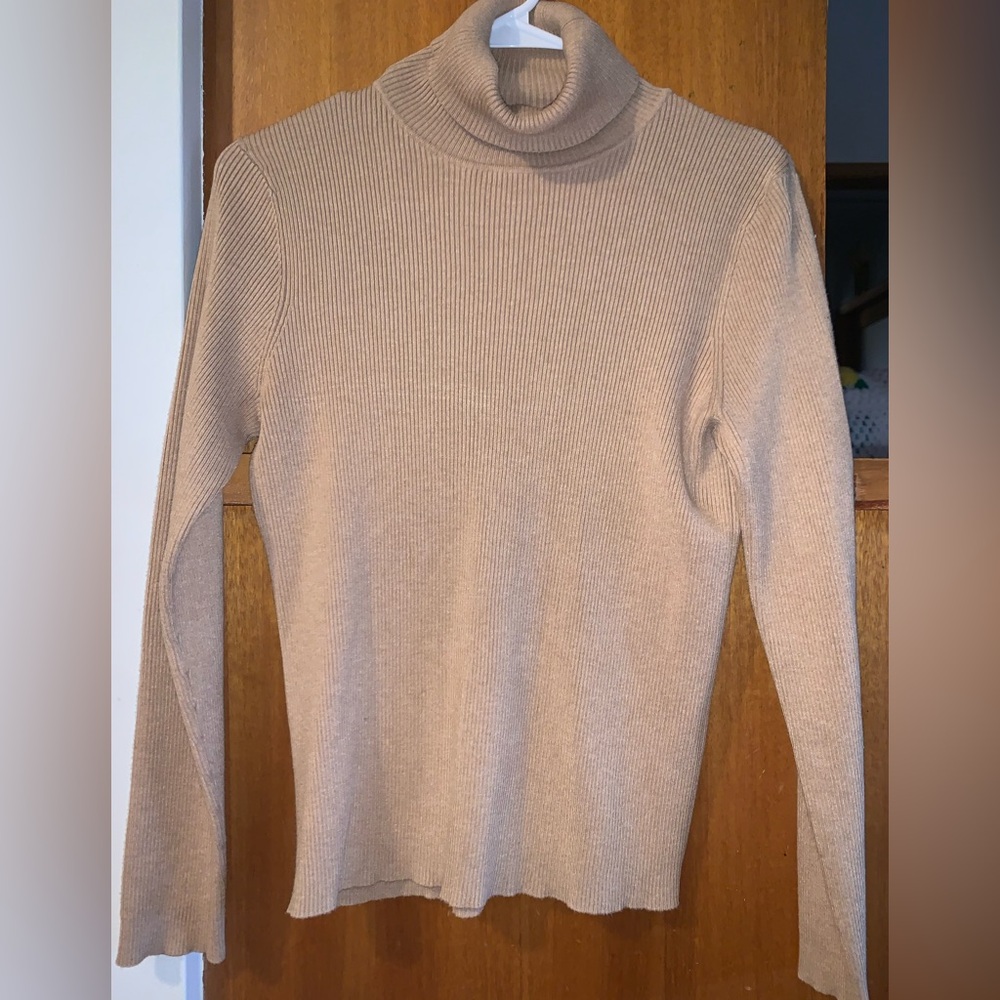 Chico's Beige Ribbed Turtleneck